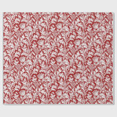William Morris Thistle Damask, Dark Red & White Cadeaupapier (Vlak)