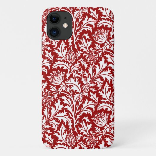 William Morris Thistle Damask, Dark Red & White Case-Mate iPhone Case (Achterkant)
