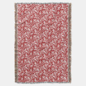 William Morris Thistle Damask, Dark Red & White Deken (Voorkant Verticaal)