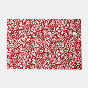 William Morris Thistle Damask, Dark Red & White Deurmat