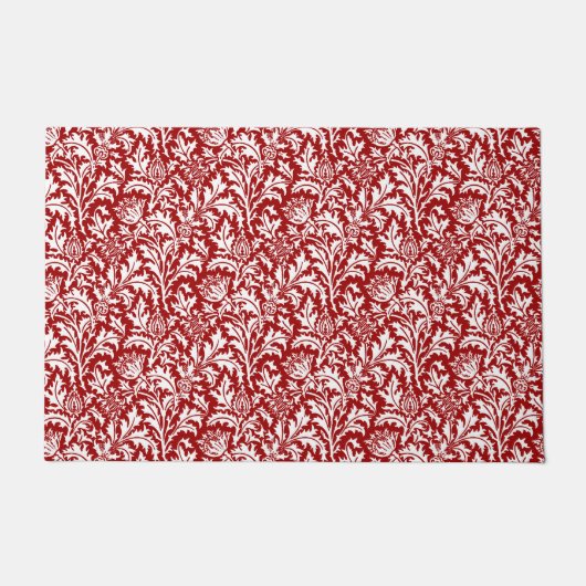 William Morris Thistle Damask, Dark Red & White Deurmat (Voorkant)