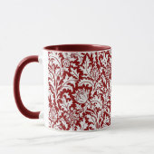 William Morris Thistle Damask, Dark Red & White Mok (Links)