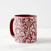 William Morris Thistle Damask, Dark Red & White Mok (Voorkant links)