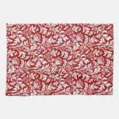 William Morris Thistle Damask, Dark Red & White Theedoek (Horizontaal)