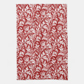 William Morris Thistle Damask, Dark Red & White Theedoek (Verticaal)