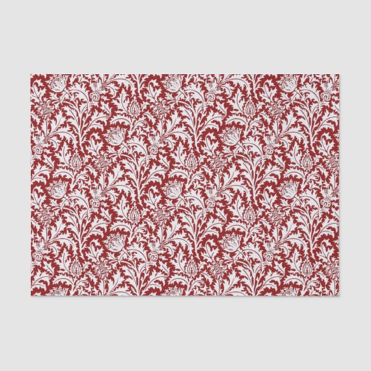 William Morris Thistle Damask, Dark Red & White Tissuepapier (Voorkant)