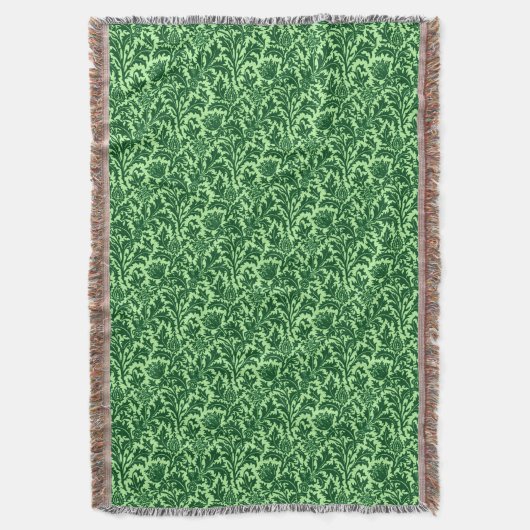William Morris Thistle Damask, Emerald Green Deken (Voorkant Verticaal)