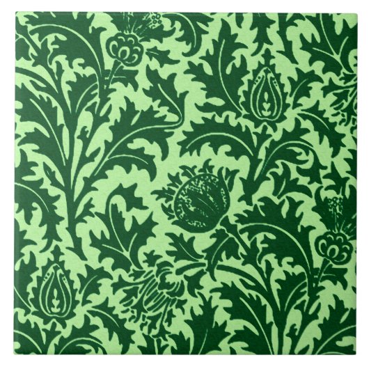 William Morris Thistle Damask, Emerald Green Tegeltje (Voorkant)