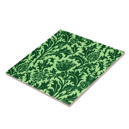 William Morris Thistle Damask, Emerald Green Tegeltje (Zijkant)
