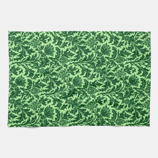 William Morris Thistle Damask, Emerald Green Theedoek (Horizontaal)