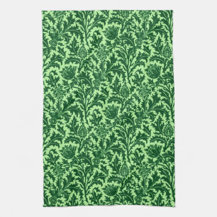 William Morris Thistle Damask, Emerald Green Theedoek
