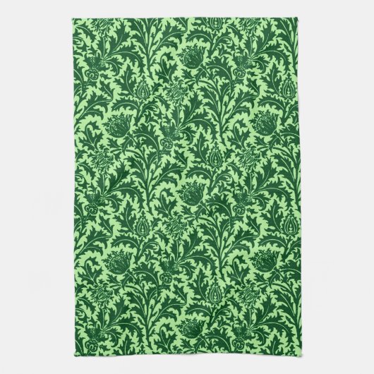 William Morris Thistle Damask, Emerald Green Theedoek (Verticaal)