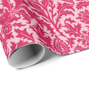 William Morris Thistle Damask, Fuchsia Pink Cadeaupapier