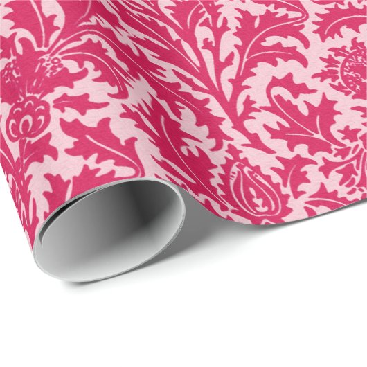 William Morris Thistle Damask, Fuchsia Pink Cadeaupapier (Rol Hoek)