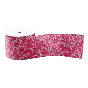 William Morris Thistle Damask, Fuchsia Pink Grosgrain Lint