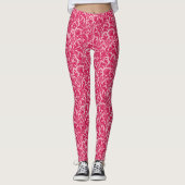 William Morris Thistle Damask, Fuchsia Pink Leggings (Voorkant)