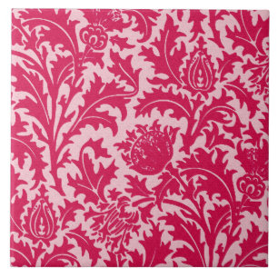 William Morris Thistle Damask, Fuchsia Pink Tegeltje