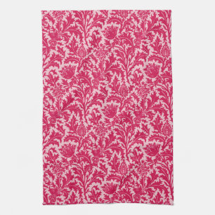William Morris Thistle Damask, Fuchsia Pink Theedoek
