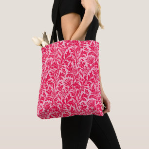 William Morris Thistle Damask, Fuchsia Pink Tote Bag