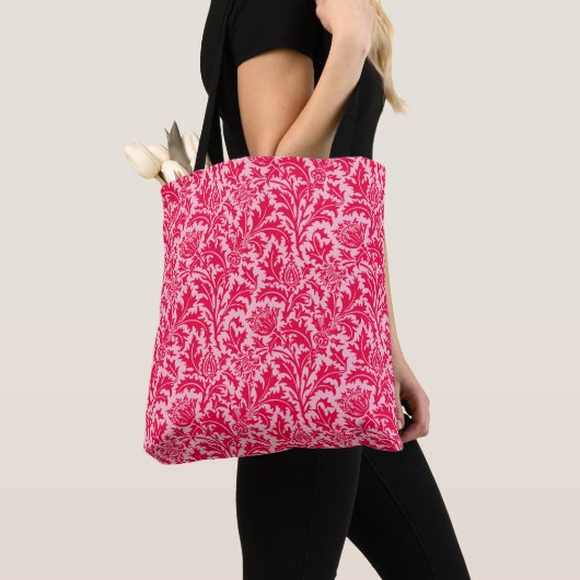 William Morris Thistle Damask, Fuchsia Pink Tote Bag (Dichtbij)