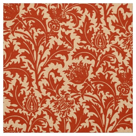 William Morris Thistle Damask, Mandarin Oranje Stof (Swatch)