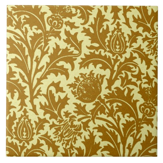 William Morris Thistle Damask, Mustard Gold Tegeltje (Voorkant)