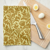 William Morris Thistle Damask, Mustard Gold Theedoek (Quarter Fold)