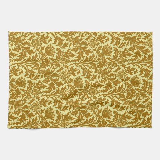 William Morris Thistle Damask, Mustard Gold Theedoek (Horizontaal)