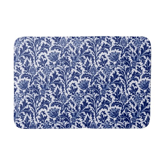William Morris Thistle Damask, Navy Blue en White Badmat (Voorkant)