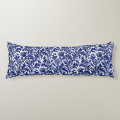William Morris Thistle Damask Navy Blue on White Lichaamskussen (Voorkant)