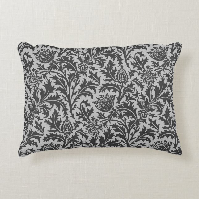 William Morris Thistle Damask, Silver Grey/Grey Accent Kussen (Voorkant)