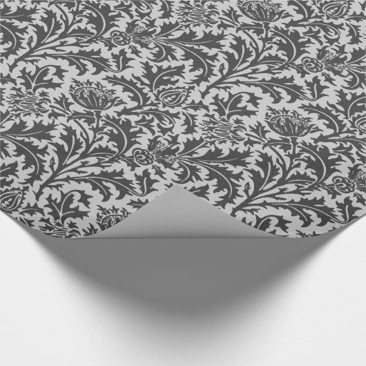 William Morris Thistle Damask, Silver Grey/Grey Cadeaupapier (Hoek)