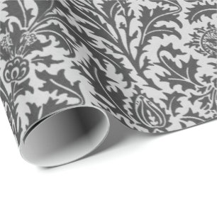 William Morris Thistle Damask, Silver Grey/Grey Cadeaupapier