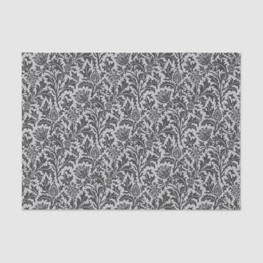 William Morris Thistle Damask, Silver Grey/Grey Tissuepapier (Voorkant)
