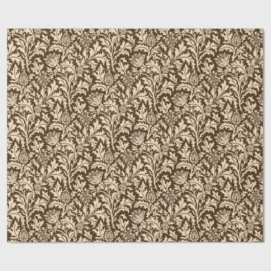 William Morris Thistle Damask, Taupe Tan & Beige Cadeaupapier (Vlak)
