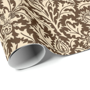 William Morris Thistle Damask, Taupe Tan & Beige Cadeaupapier