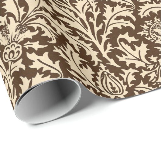 William Morris Thistle Damask, Taupe Tan & Beige Cadeaupapier (Rol Hoek)
