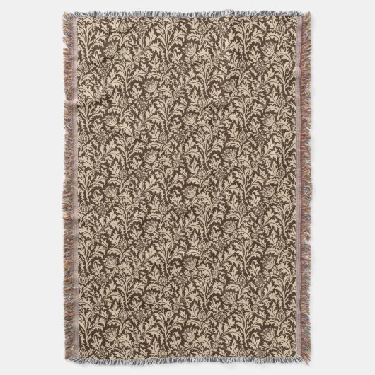 William Morris Thistle Damask, Taupe Tan & Beige Deken (Voorkant Verticaal)