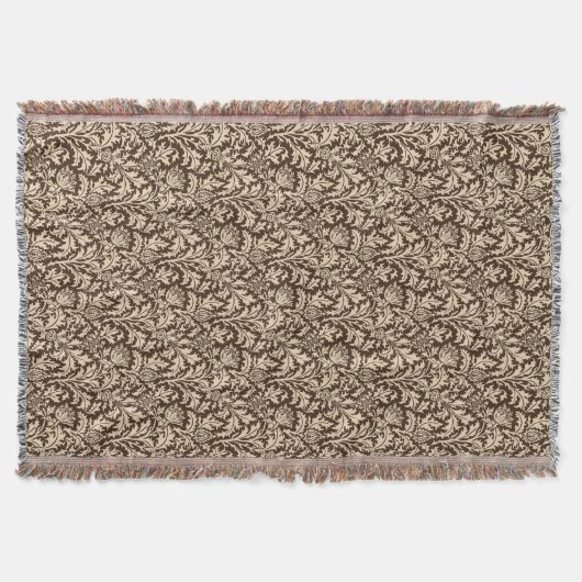 William Morris Thistle Damask, Taupe Tan & Beige Deken (Voorkant)