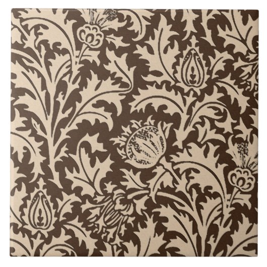 William Morris Thistle Damask, Taupe Tan & Beige Tegeltje (Voorkant)
