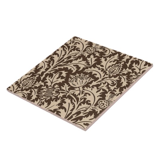William Morris Thistle Damask, Taupe Tan & Beige Tegeltje (Zijkant)