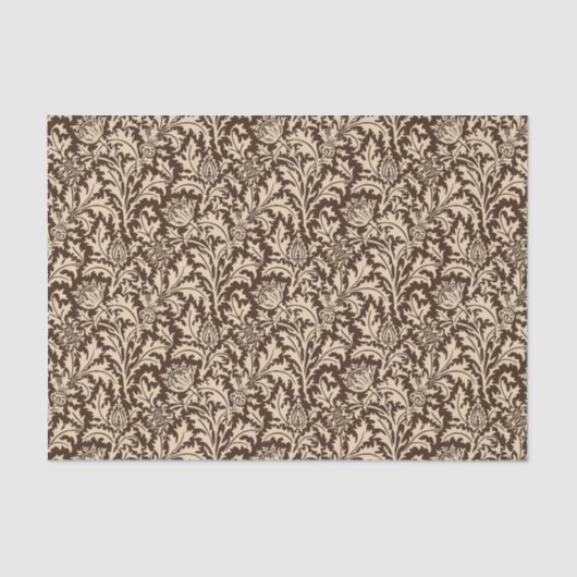 William Morris Thistle Damask, Taupe Tan & Beige Tissuepapier (Voorkant)