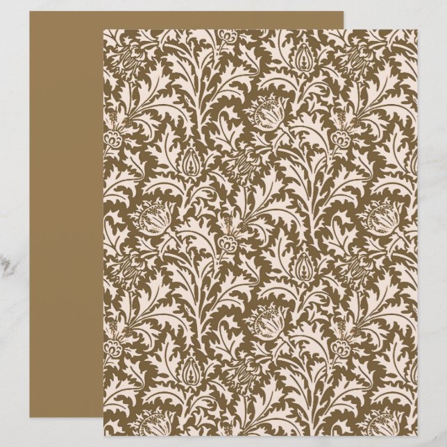 William Morris Thistle Damask, Taupe Tan en Beige (Voorkant / Achterkant)