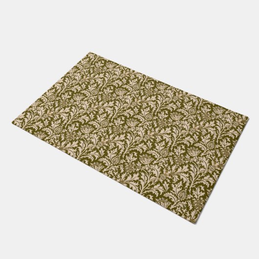 William Morris Thistle Damask, Taupe Tan en Beige Deurmat (Schuin)