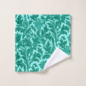 William Morris Thistle Damask, Turquoise en Aqua Bad Handdoek (Wasdoekje)