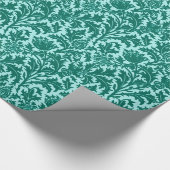 William Morris Thistle Damask, Turquoise en Aqua Cadeaupapier (Hoek)