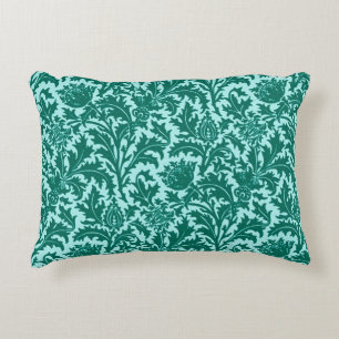 William Morris Thistle Damask, Turquoise en Aqua Decoratief Kussen