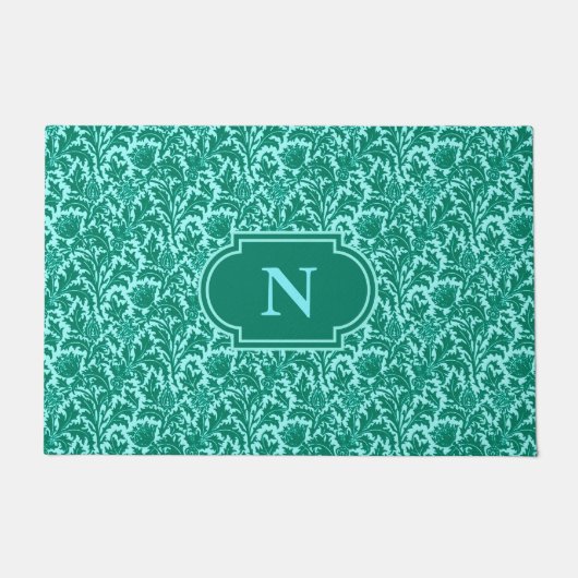 William Morris Thistle Damask, Turquoise en Aqua Deurmat (Voorkant)