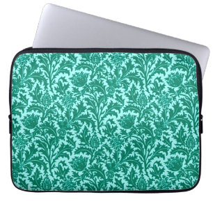 William Morris Thistle Damask, Turquoise en Aqua Laptop Sleeve