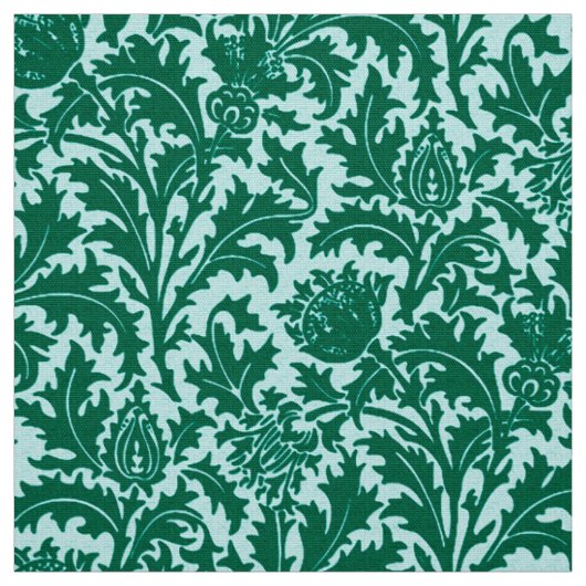 William Morris Thistle Damask, Turquoise en Aqua Stof (Swatch)